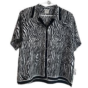 90's Vintage Allison Daley Zebra Print Top-Size 14